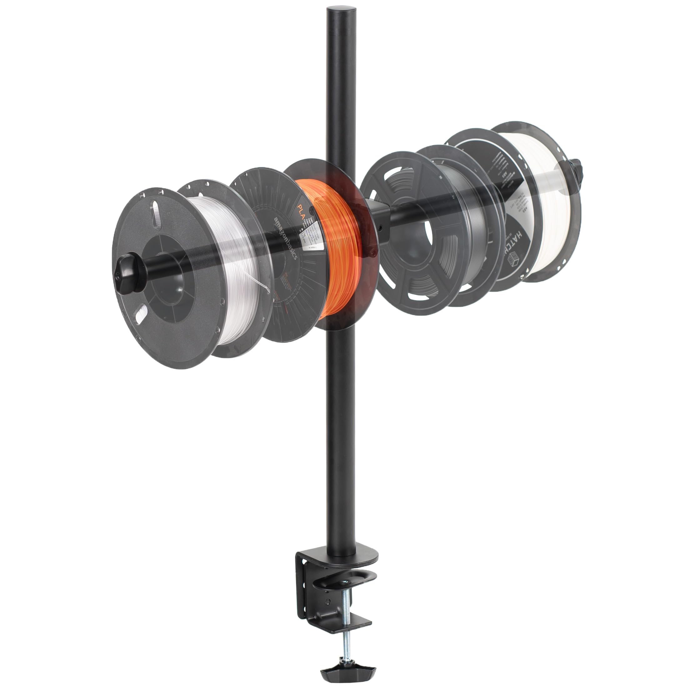 VIVO Clamp-on Steel Filament Holder for 3D Printer, Height Adjustable Spool Support, Holds up to 8 Standard Reels, Black, STAND-