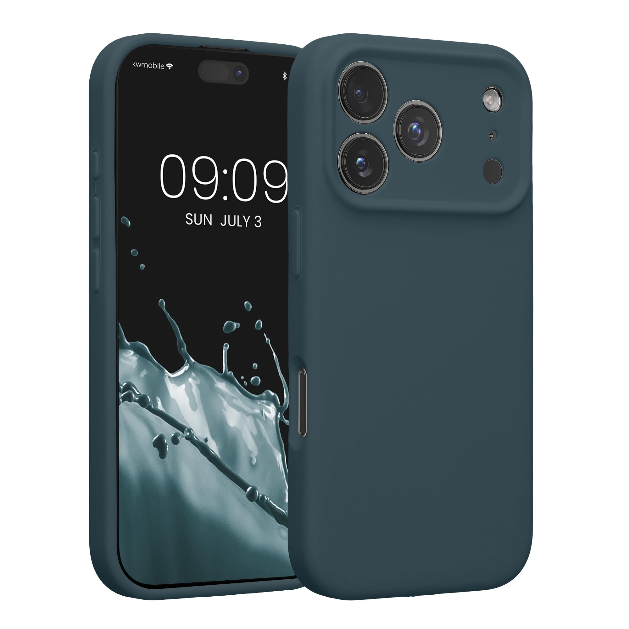 kwmobile Case Compatible with Apple iPhone 17 Pro Case - Slim TPU Silicone Phone Cover - Soft Touch Finish - Dark Slate