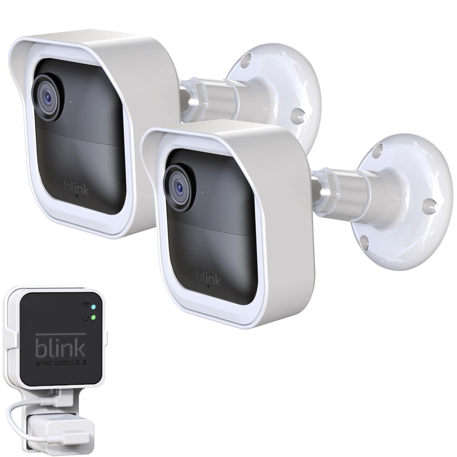 Blink Outdoor 4Th Gen Camera Mount, 2 Pack Weatherproof Protective Housing And 360 Degrees Adjustable Mount With Sync Module 2 Mount For Blink Outdoor Security Camera System(White,Camera Not Included)