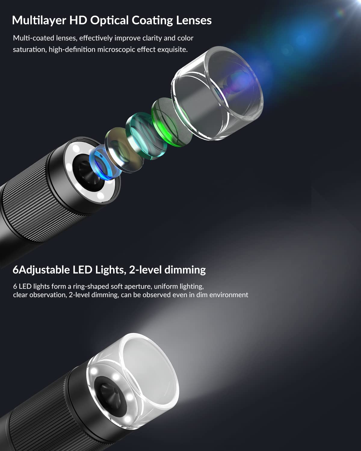 Handheld Digital Microscope, 800X Hd Digital Microscope For Adults, With 2'' Lcd Screen Pocket Microscope For Kids, Usb Lab Hand