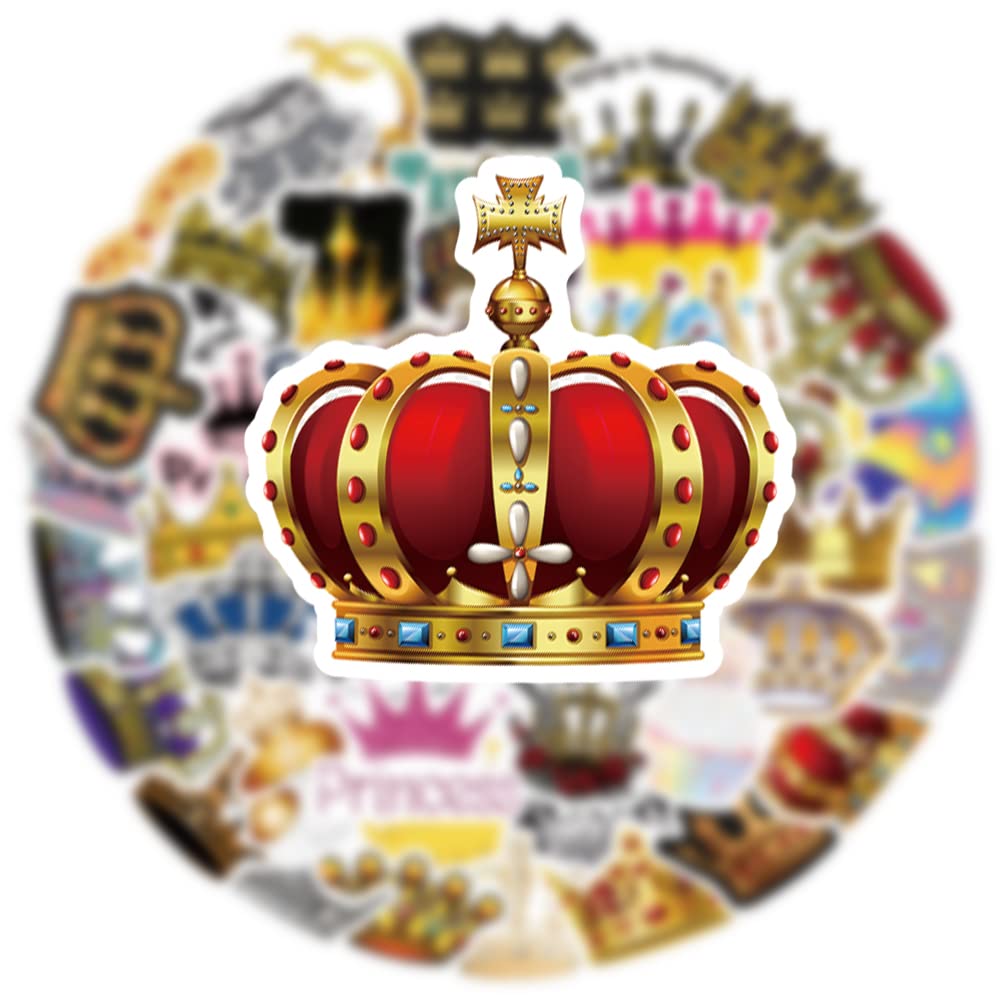 Imperial Crown Stickers 51Pcs Cute Cartoon Gold Right Shine Pack | Cool Colorful Deacls Graffiti Vinyl Pvc Waterproof For Adults