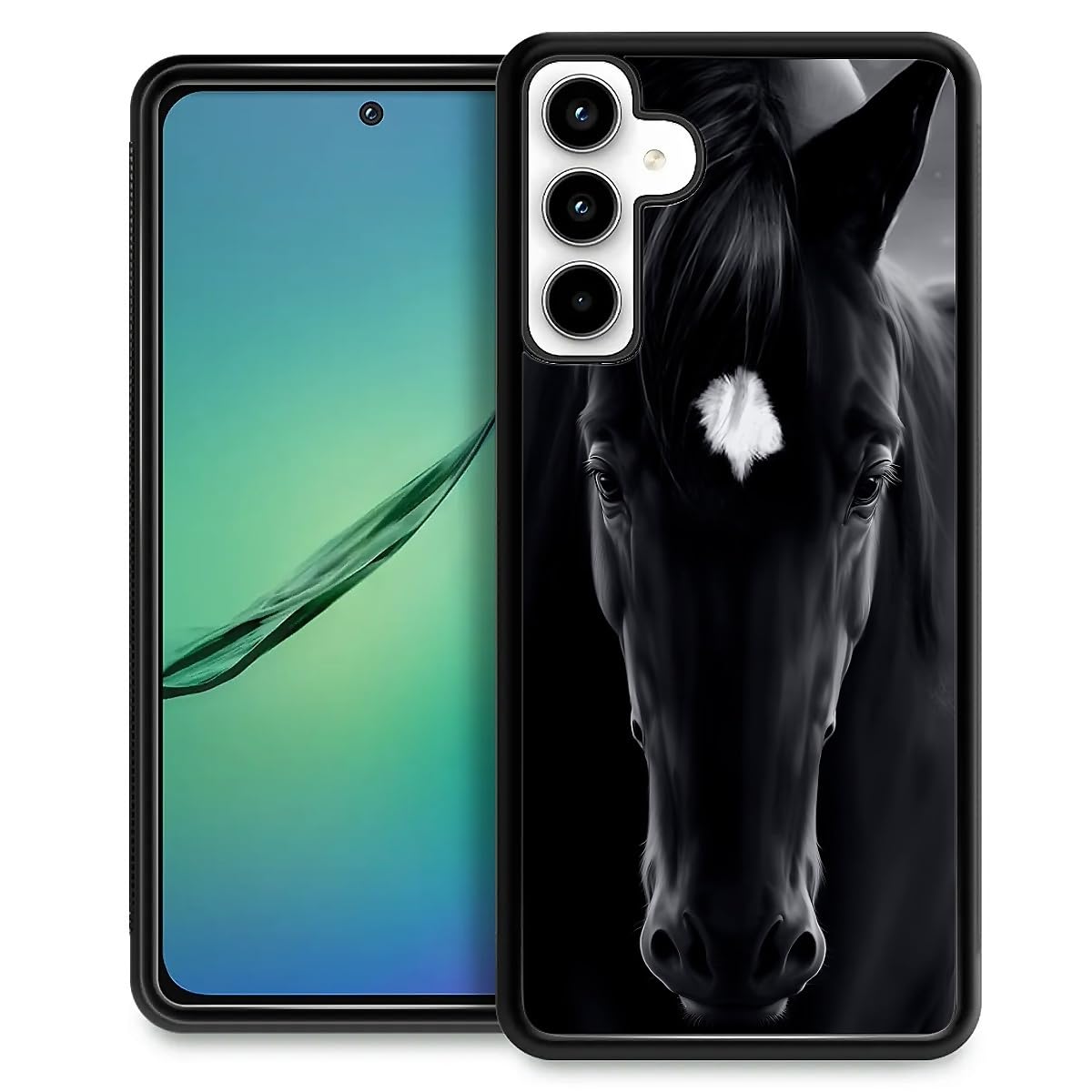 Fkbrcl4U For Samsung Galaxy A35 5G Case, Cool Black Horse Face Pattern Graphic Design Girl Boy Soft Silicone Hard Acrylic Shock 