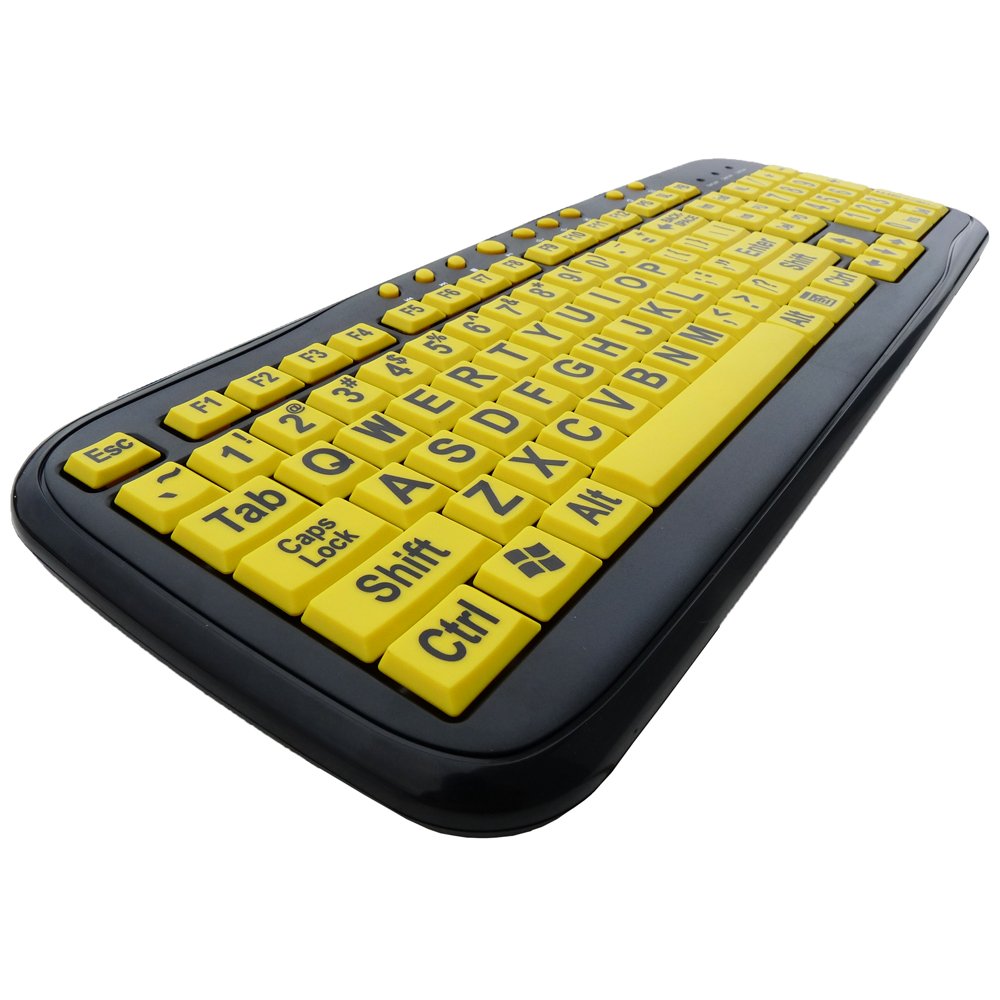 Large Print Yellow Keys Usb Keyboard For Low Vision By Dsi