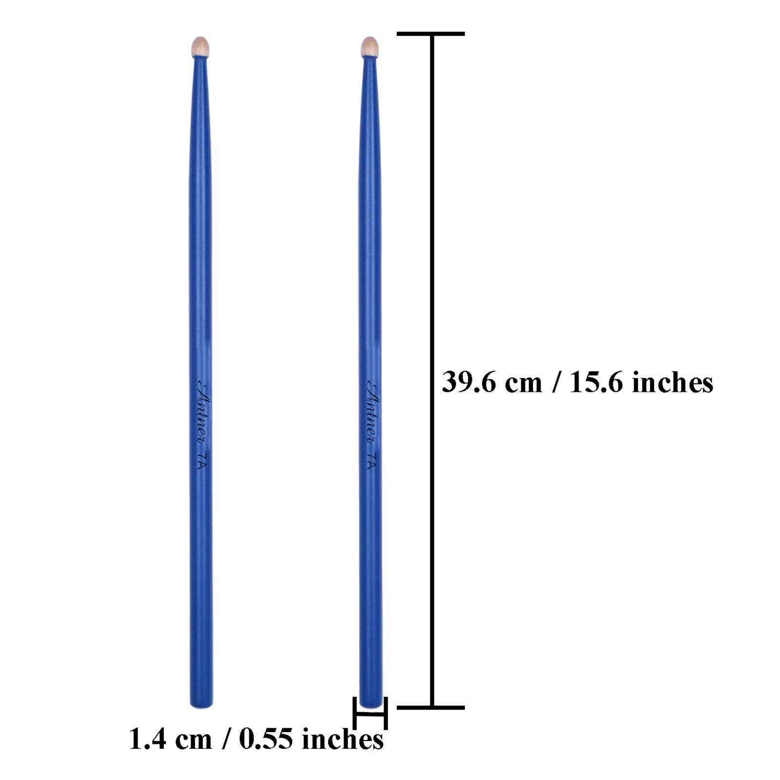 Antner 3 Pairs Drum Sticks 7A For Kids And Beginners Classic Maple Wood Drumsticks, Blue