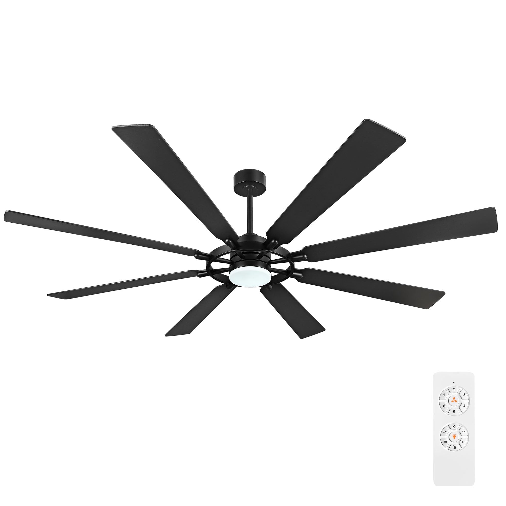 Elehinser 72'' Ceiling Fan With Lights And Remote Control, Wood 8 Blades 6 Speed Noiseless Reversible Dc Motor, 3 Downrods, Mode