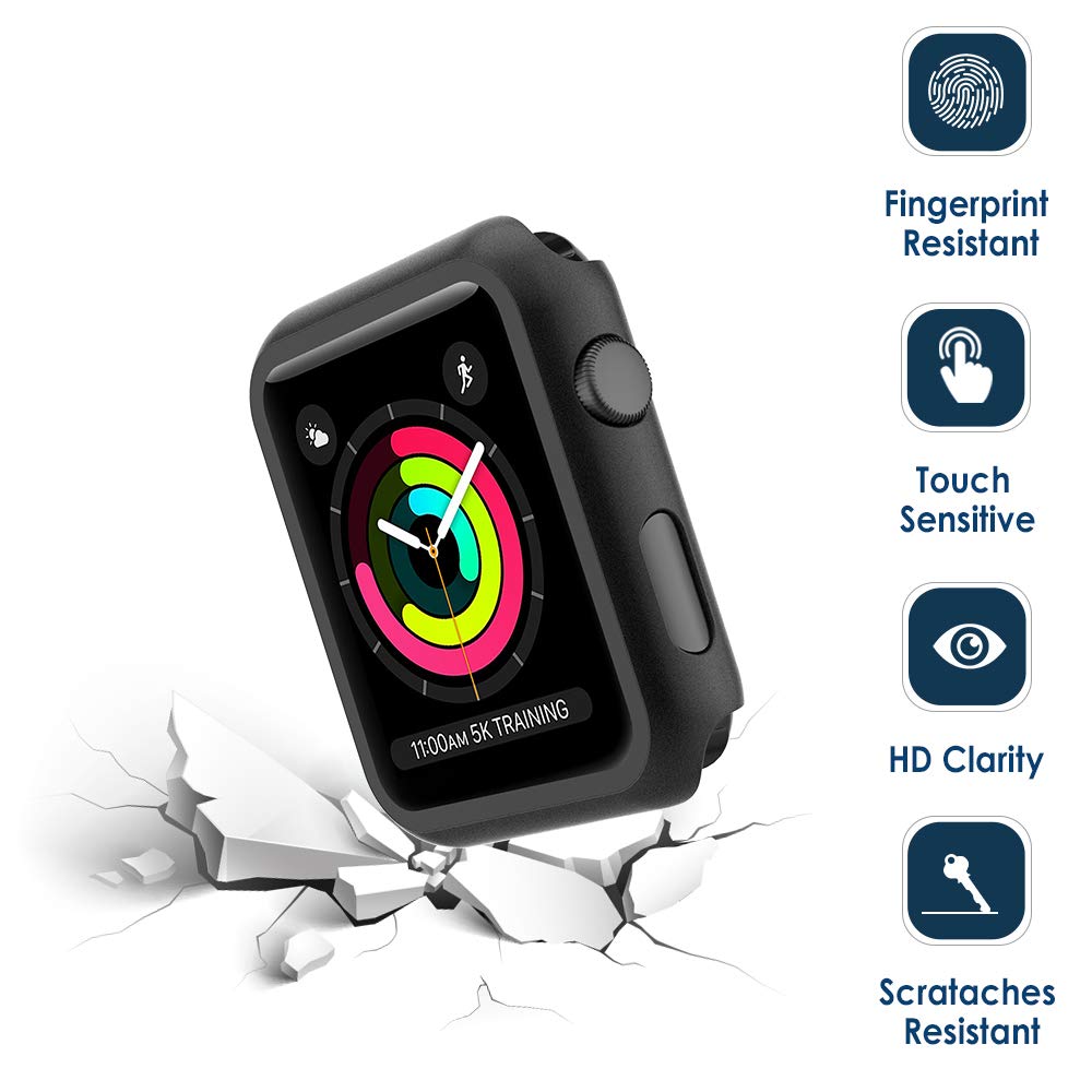 Simpeak 38Mm Case Compatible With Apple Watch 38Mm Series 3 Series 2 Series 1, Full Coverage And Slim Bumper Case Built-In Tempe