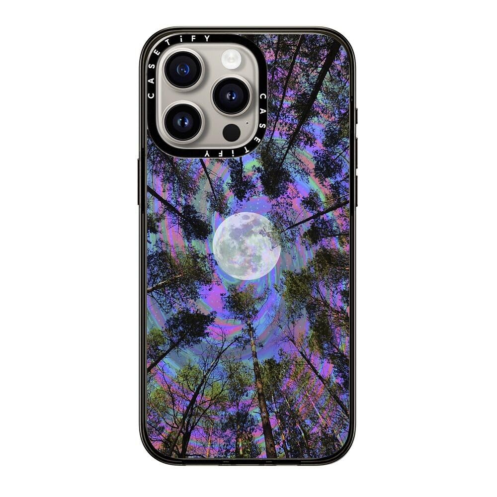 Casetify Compact Case For Iphone 15 Pro Max [2X Military Grade Drop Tested / 4Ft Drop Protection]   Moon Swirl   Clear Black