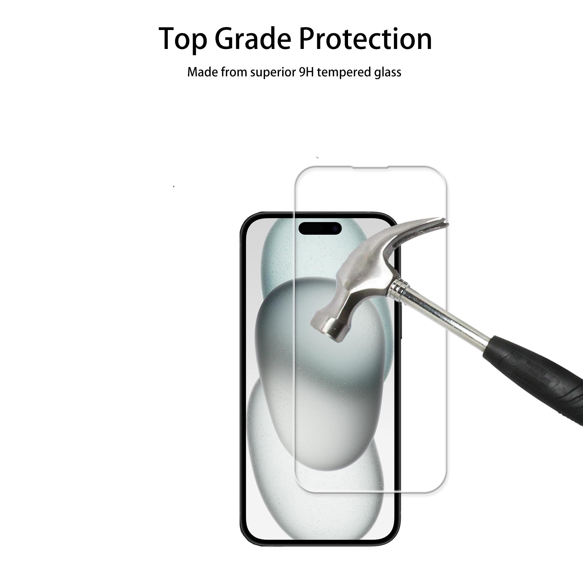 Hkkais Easy Alignment Frame Designed For Iphone15 Tempered Glass Screen Protector Film 3 Pack