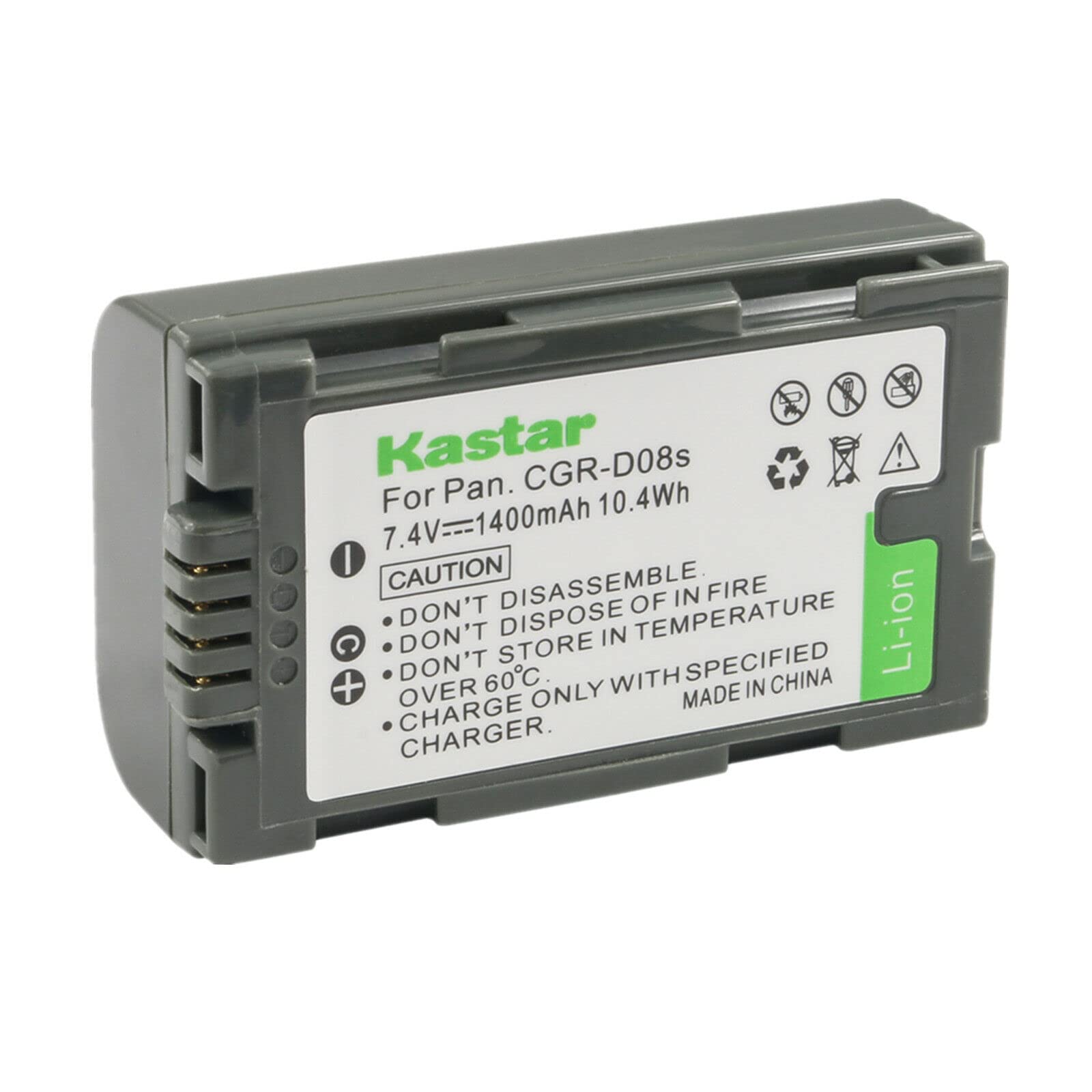 Kastar 1-Pack CGR-D08 Battery Replacement for Panasonic NV-RX22EG, NV-RX33EG, NV-RX66EG, PV-DBP8, PV-DVP8-A, PV-DC152, PV-DC252,