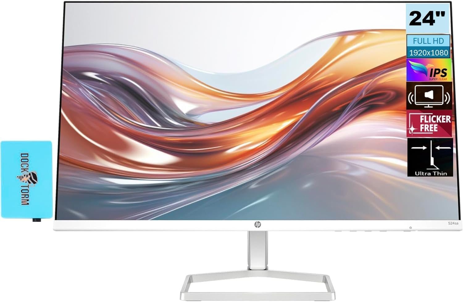HP Series 5 524sa Thin & Light Monitor with Speakers 94C36AA#ABA (Replaces M24fwa) 24 IPS FHD Anti-Glare 300 Nits Display, Flick