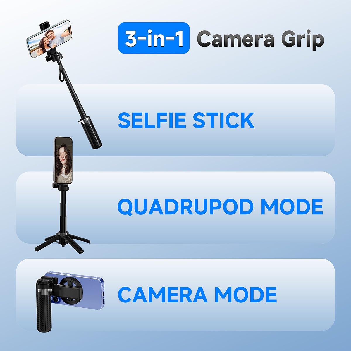 4-In-1 Magnetic Selfie Stick Tripod - 360 Rotation, Bluetooth Remote, Compact Travel Vlog Phone Holder For Iphone And Android
