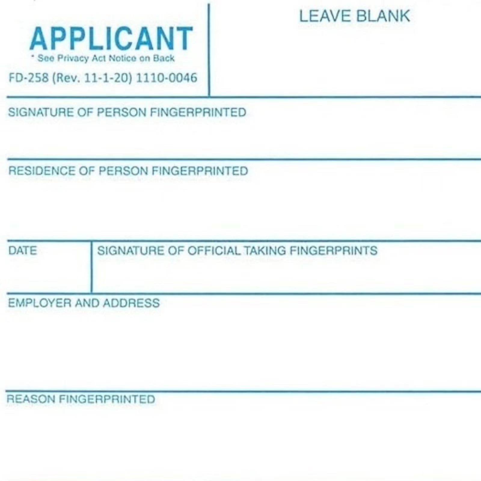 Zhukeyong Fingerprint Kit Fd-258 Cards, Reusable Ink Pad, 11-1-20 Newest Version-10 Pack