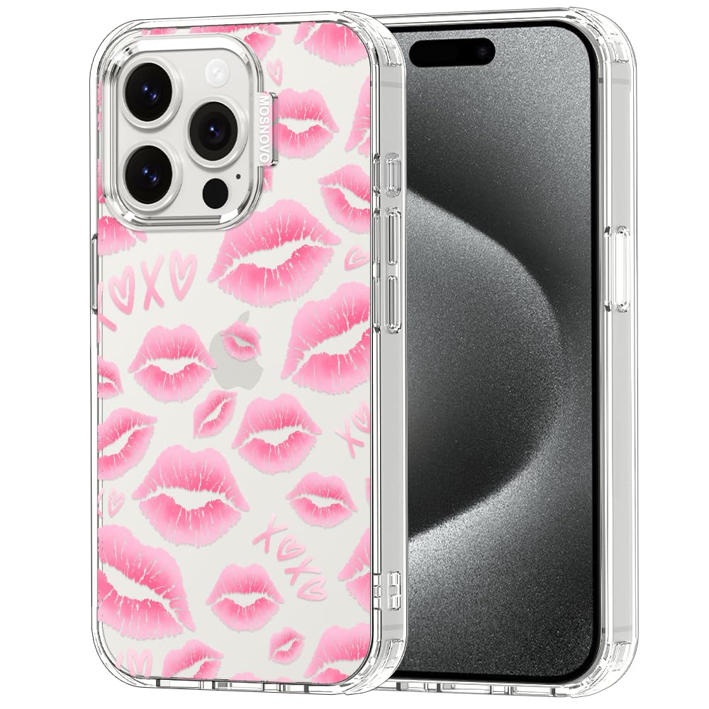 MOSNOVO for iPhone 15 Pro Case, Shockproof Military-Grade Protection 6.6ft Drop Tested, Clear Phone Case for iPhone 15 Pro, XOXO