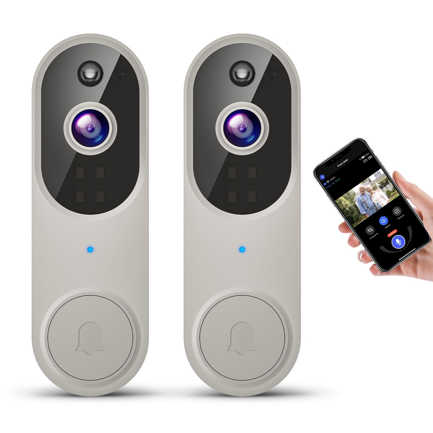 ClipBlur 720p 2Pack Wireless Wi-Fi Video Doorbell Camera with Night Vision, 2-Way Talk, AI Motion Detection and Cloud Storage, B