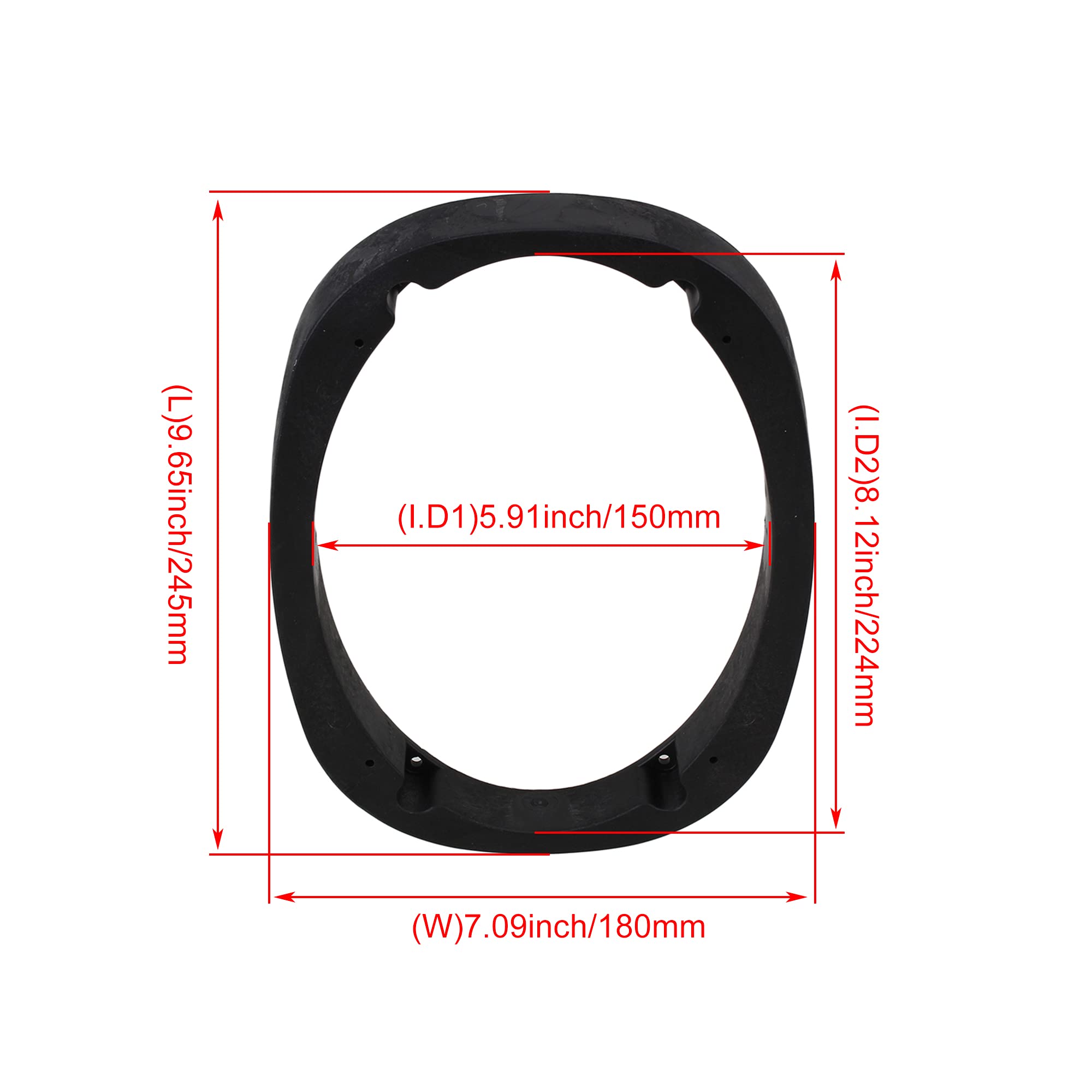 Rdexp Black 46' X 9' Solid Universal Speaker Adapter Mount 1' Depth Ring Adapter For Car Sound Tool Set Of 2