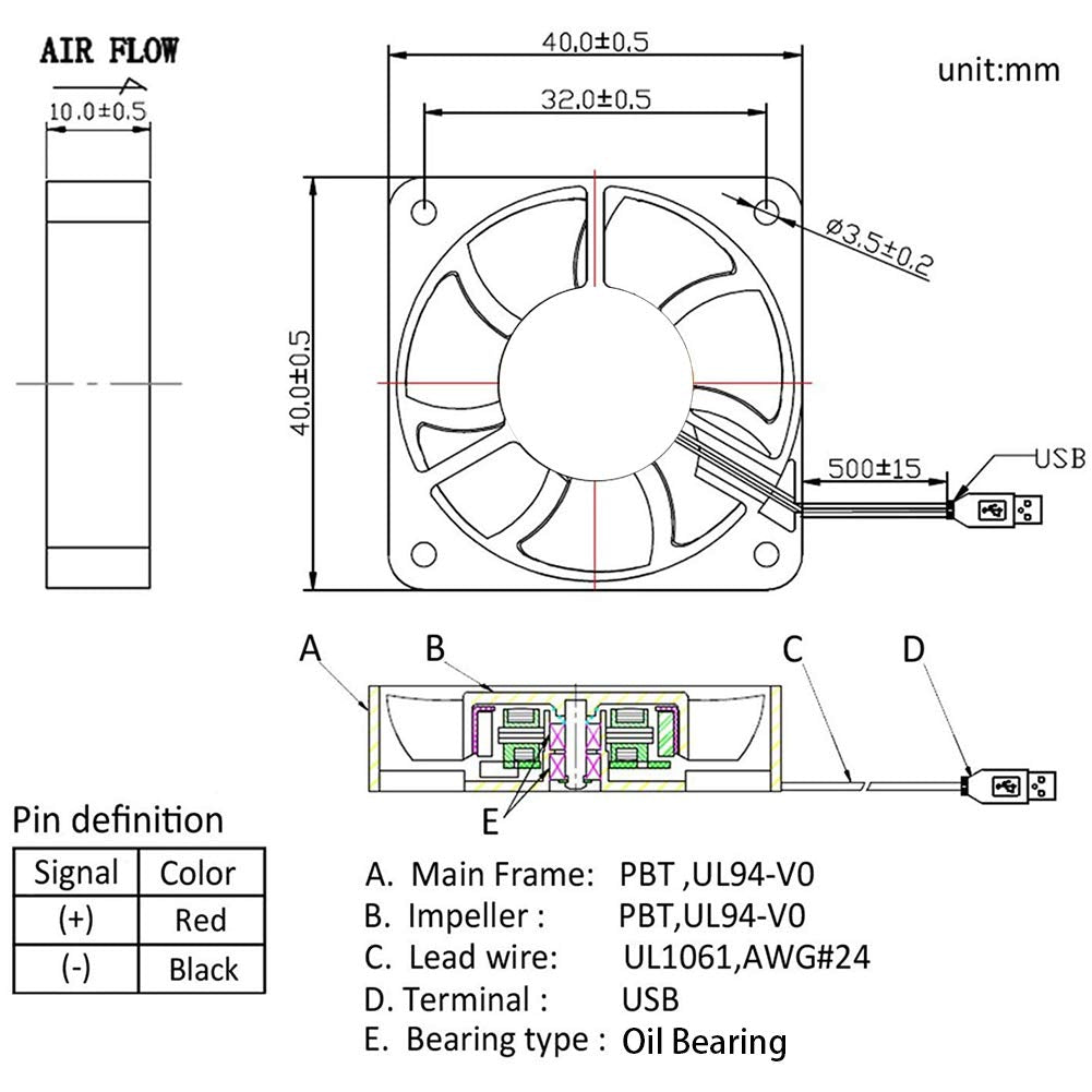 4 Pack Usb Brushless Cooling Fan 40Mm Fan High Performance Dc 5V Cooling Fan Speed 4200 Rpm Fan For Small Appliances Series Repl