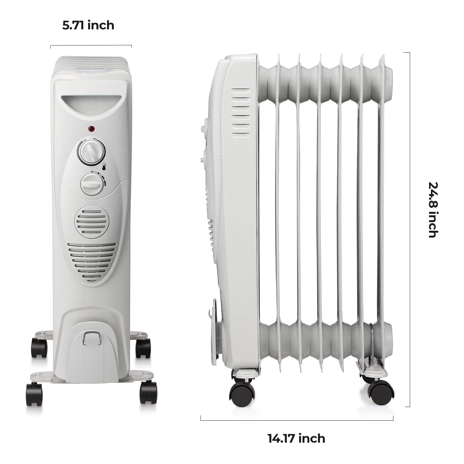 R.W.Flame Oil Filled Radiator Heater,3 Heat Settings, Adjustable Thermostat, Portable Space Heater, Quiet Heater With Tip Over &