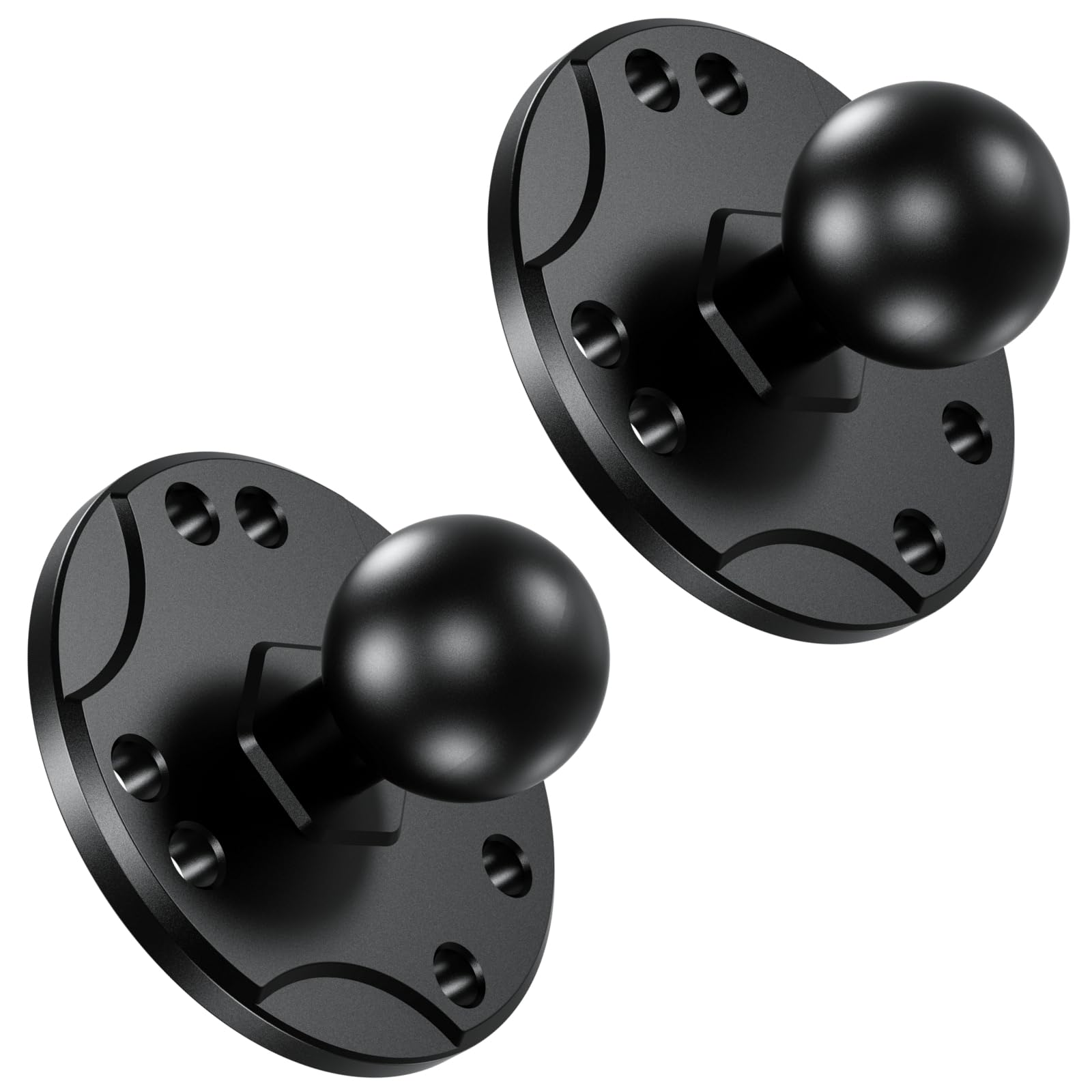 Brcovan 2 Pcs, 1'' Ball Mount Base With Aluminum Alloy Amps Hole Round Plate & 1'' Tpu Ball Adapter Compatible With Ram Mounts B Size 1 Inch Ball Double Socket Arm