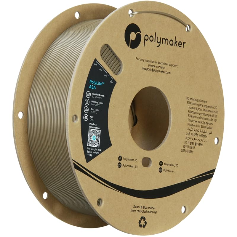Polymaker ASA Filament 1.75mm Olive Brown, 1kg ASA 3D Printing Filament, Heat & Weather Resistant - ASA 3D Printer Filament Perf