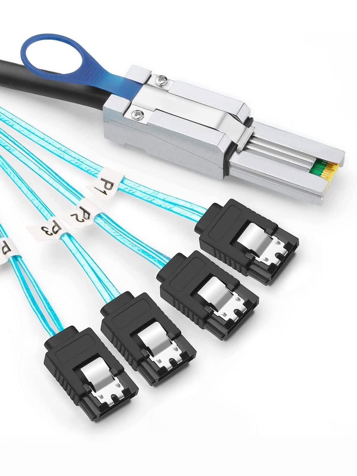 Cablecreation Mini Sas 26Pin (Sff 8088) Male To 4 Sata 7Pin Female Cable, Mini Sas Host/Controller To 4 Sata Target/Backplane, 1