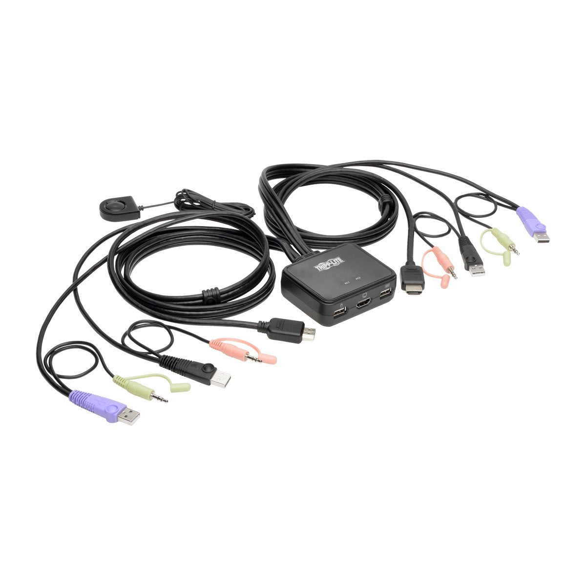 Tripp Lite 2-Port USB HDMI Cable KVM Switch w/Audio/Video, Cables & USB Peripheral Sharing 1920 x 1200, 1080p (B032-HUA2),black