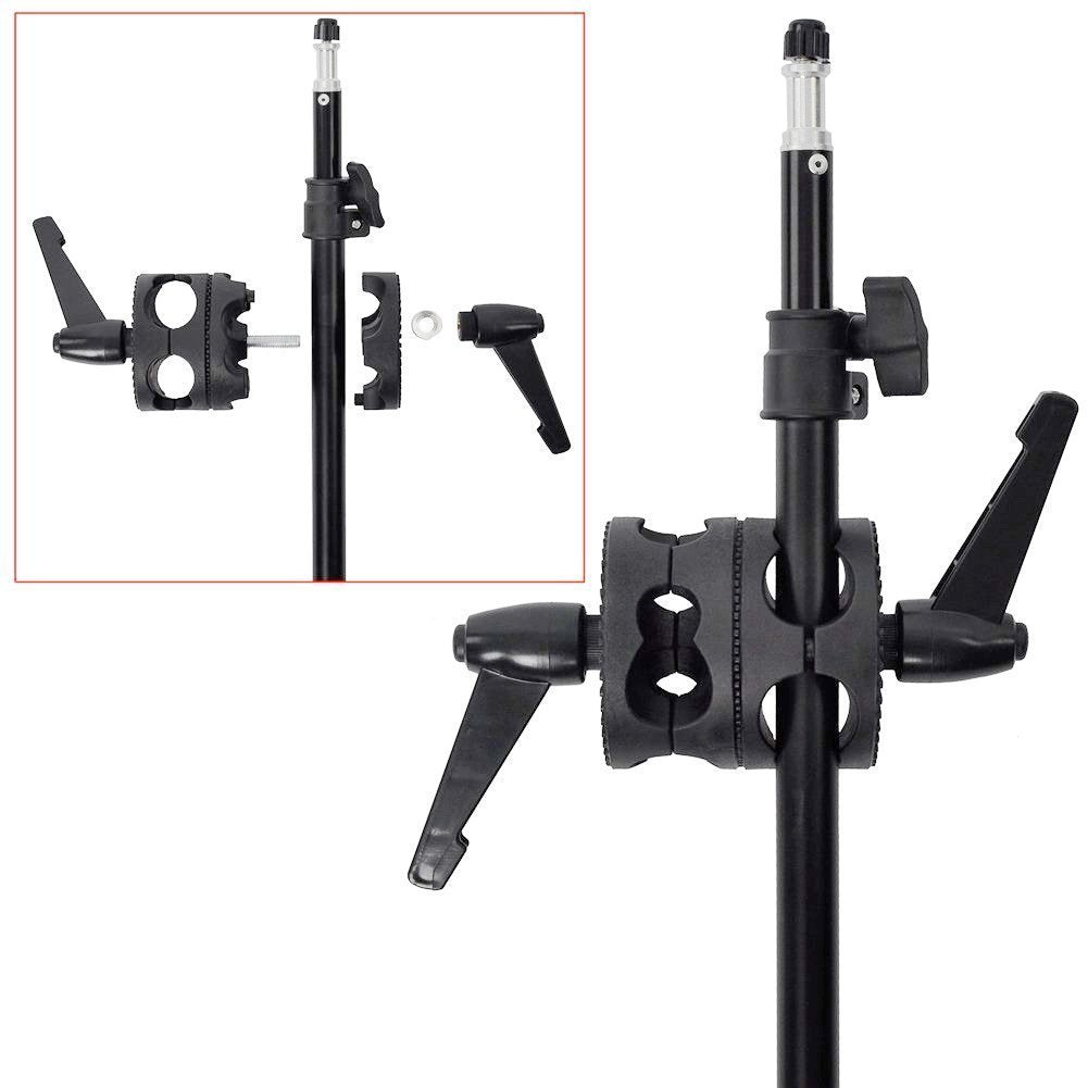 Coolbuy112 Dual Head Grip Swivel Clamp Head Holder Bracket For Photography Studio Flash Reflector Boom