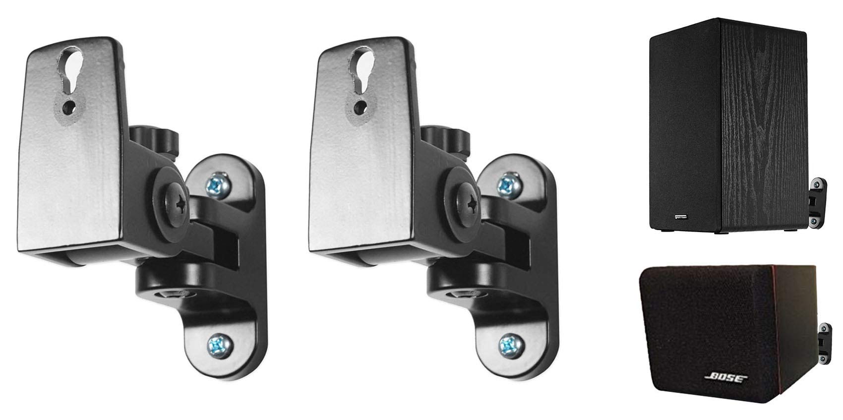 Rockville RHSB4 Hidden Wall Mount Swivel Satellite/Bookshelf Speaker Brackets