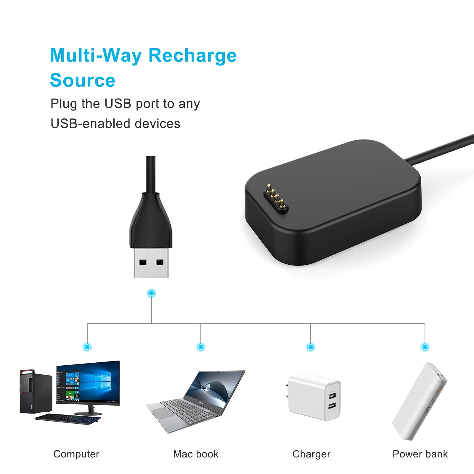 2 Pack Charger Compatible With Gizmo Watch, Geordgy Replacement Usb Charging Cable Stand Station 3.3Ft Durable Magnetic Charger