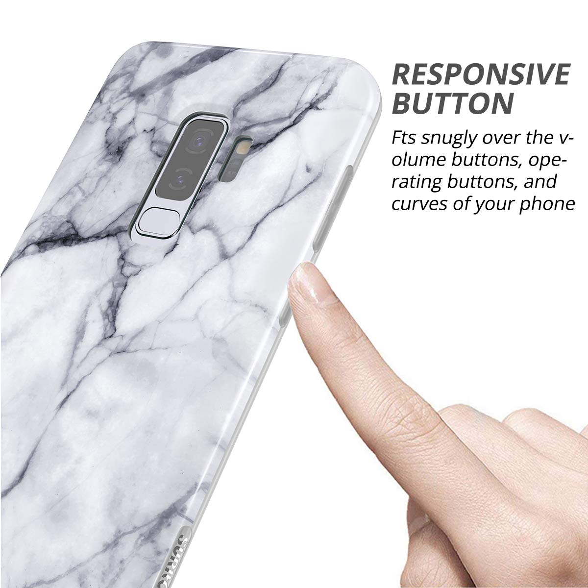 Suritch Samsung Galaxy S9 Plus Marble Case, [Built In Screen Protector] Natural Marble Full Body Protection Shockproof Rugged Bu