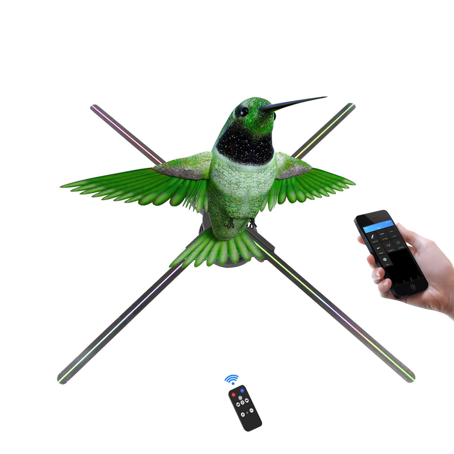 3D Hologram Fan, Hologram Fan Projector Screwless Led Lights with App and WiFi, Remote Control, HD LED 2000*1444PX Resolution fo