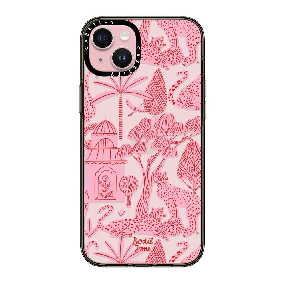 Casetify Compact Case For Iphone 15 Plus [2X Military Grade Drop Tested / 4Ft Drop Protection]   Cheetah Paradise Pink   Clear B