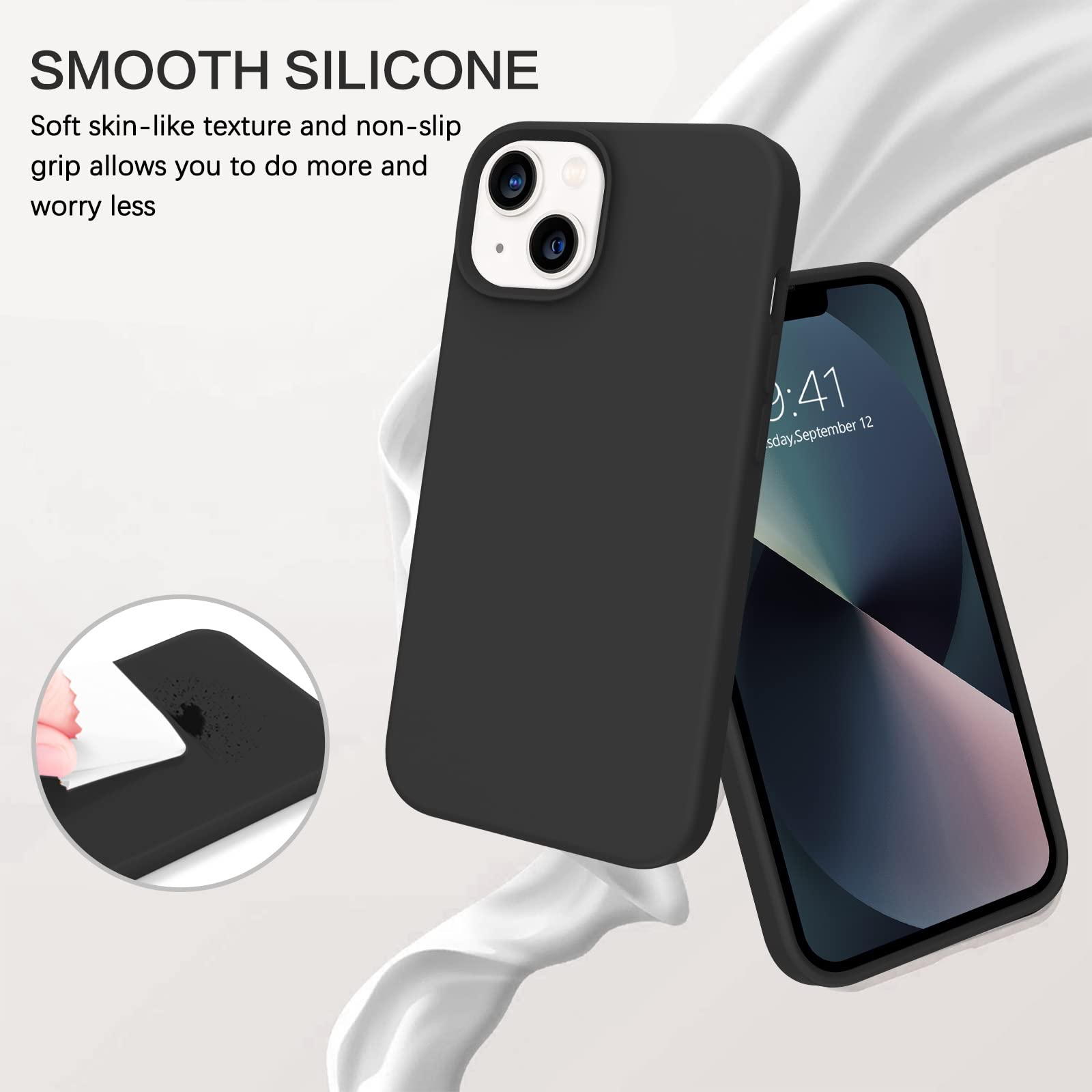 Bentoben Iphone 13 Mini Case, Iphone 13 Mini Phone Case, Slim Fit Liquid Silicone Soft Gel Rubber Anti Scratch Shockproof Protec