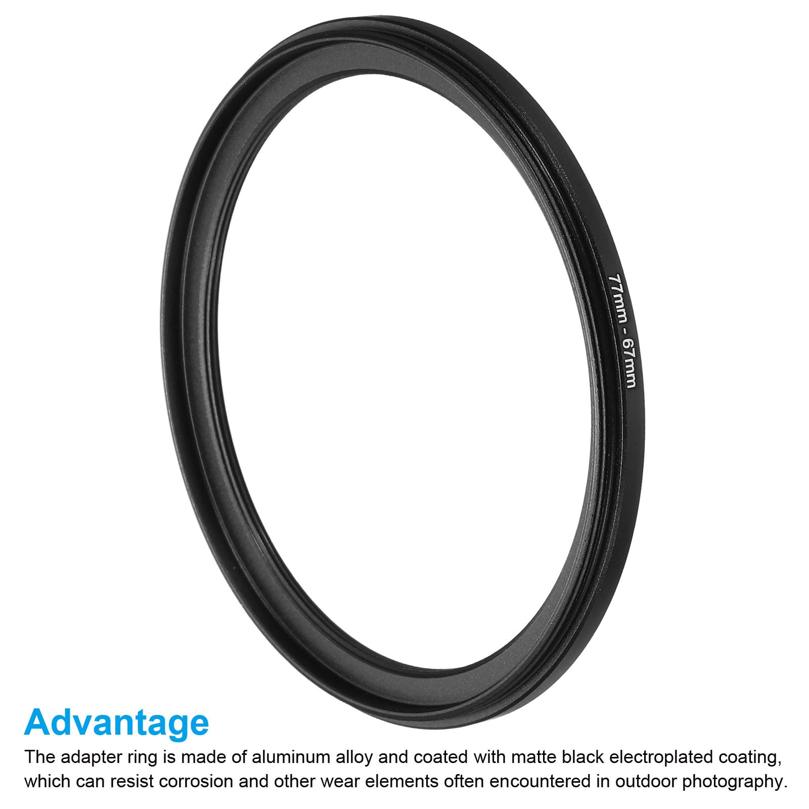 Patikil 77Mm-67Mm Metal Step Down Ring, Camera Lens Filter Adapter Ring Aluminum Filter Adapter Ring For Camera Lenses Hood, Bla