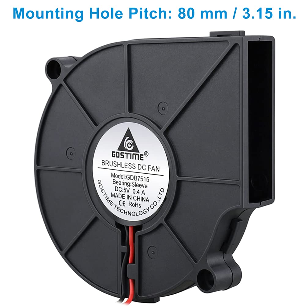 Gdstime 75Mm Usb Fan, 75Mm X 15Mm Blower Fan, 5V Dc Brushless Cooling Fan For Laptop