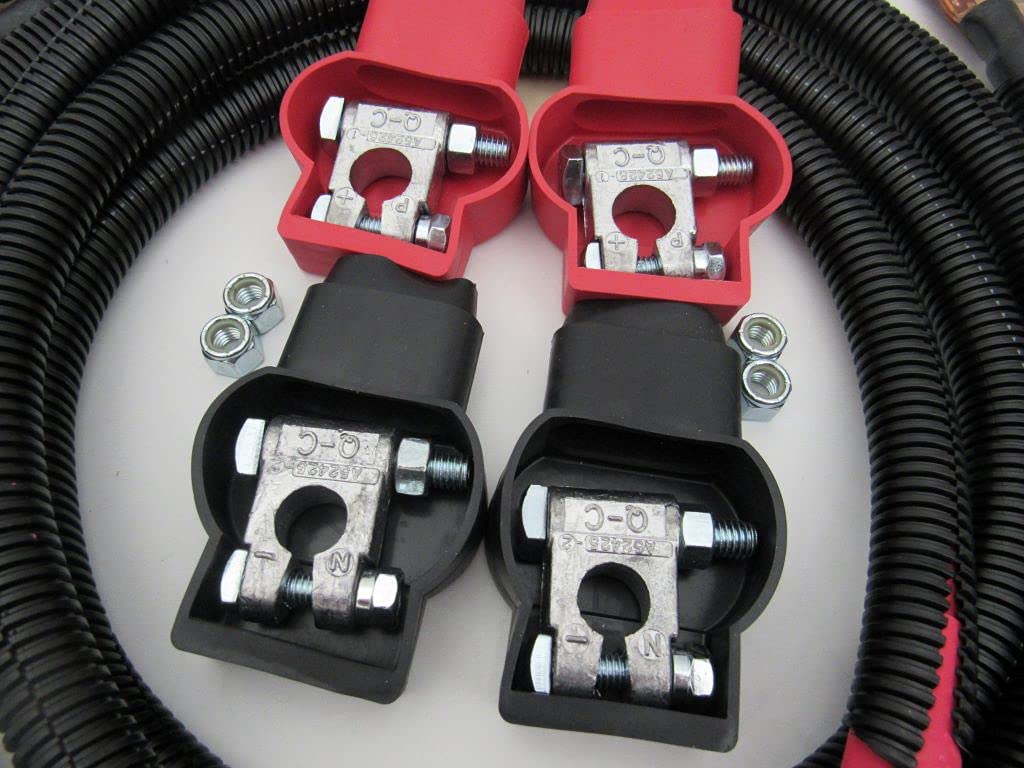 Custom Battery Cables Compatible/Replacement Kit For Ford Superduty F250/F350/Excursion 1999-2003 7.3L Powerstroke 2/0#2298-90