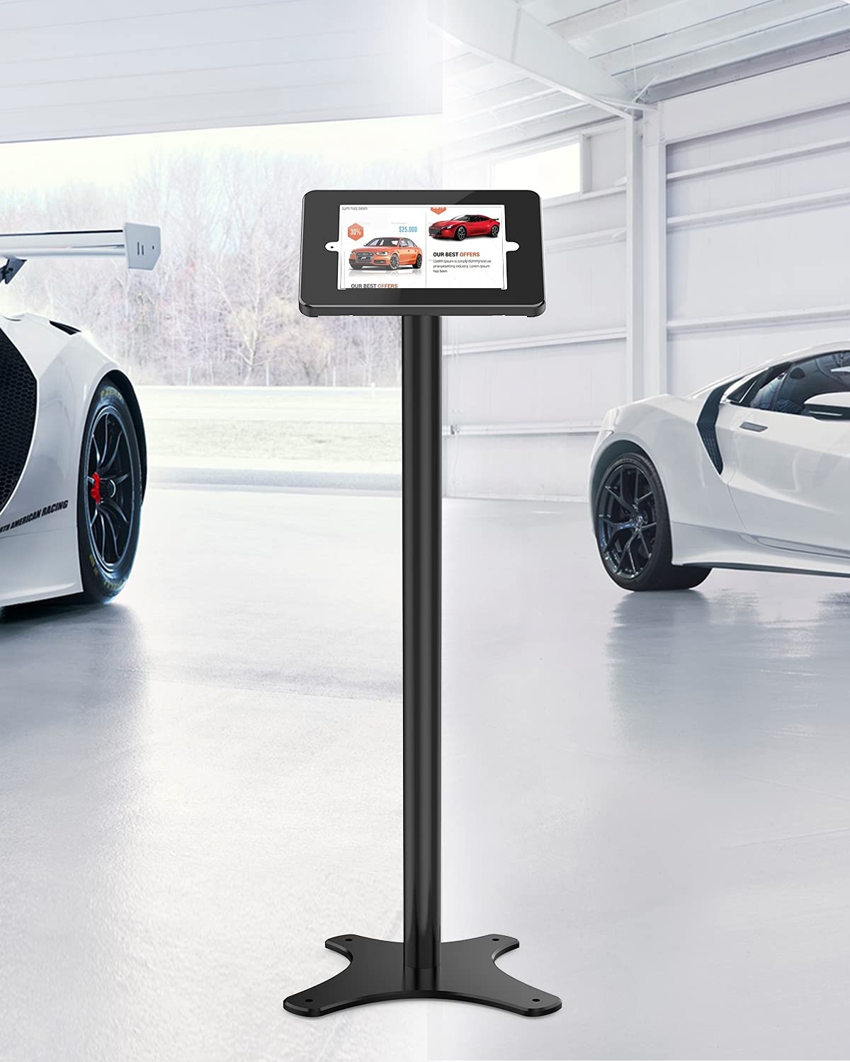 Beelta Tablet Floor Stand   360 Swivel Compatible With 10.2'' Ipad 7 8 9 Gen, Anti Theft, Key Lock, All Metal Floor Kiosk Stand