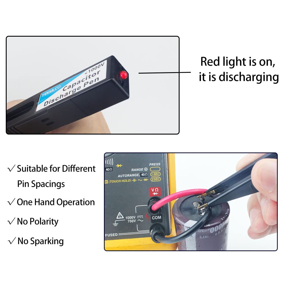 Yekmlco Capacitor Discharge Pen Fast Discharging High Voltage 1000V Repair Tool Discharger For Electronic Safety Intelligent
