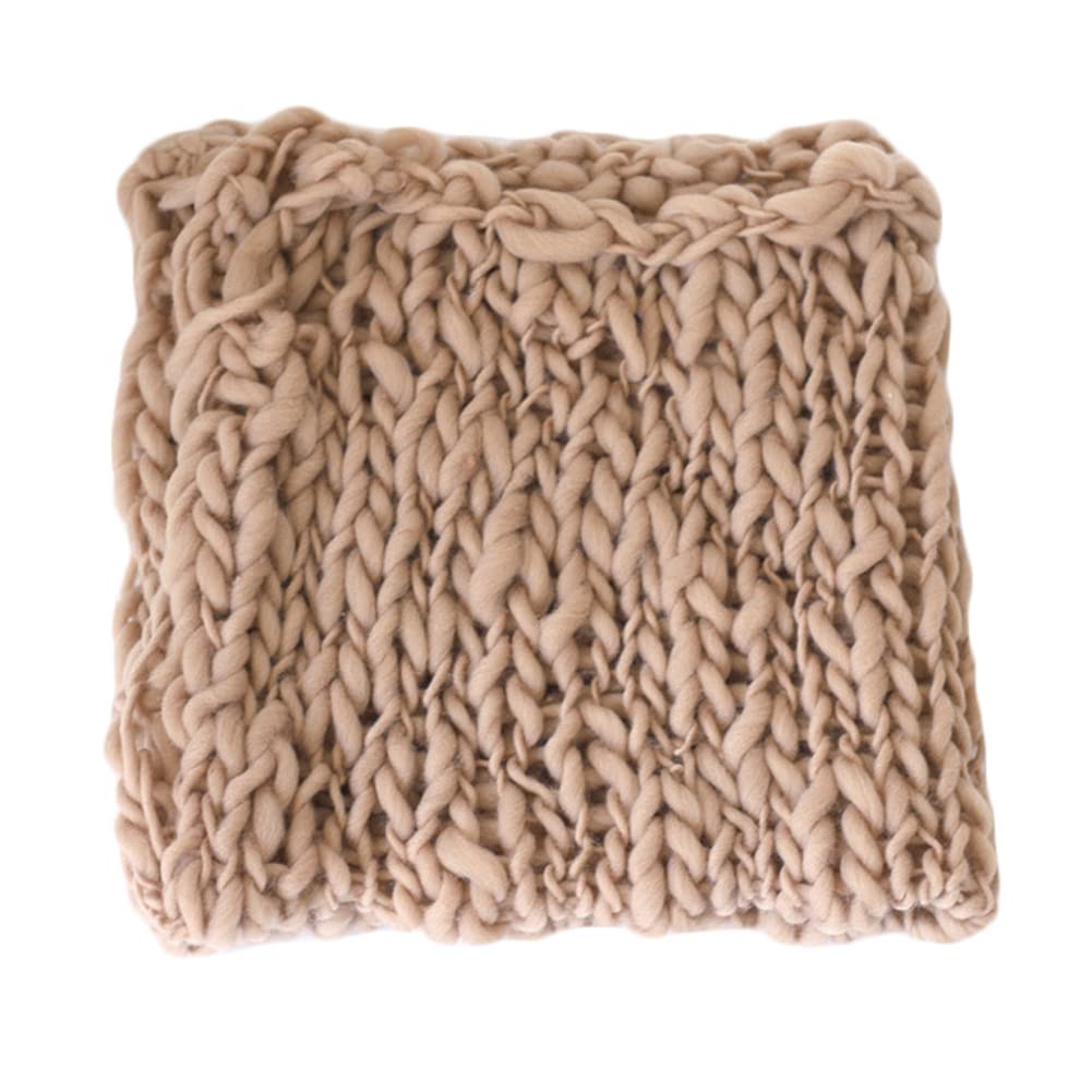 Newborn Baby Photo Props Blanket Handmade Knitted Twist Wrap Posing Aid Backdrops For Boy Girls Photography Shoot (Camel Color)