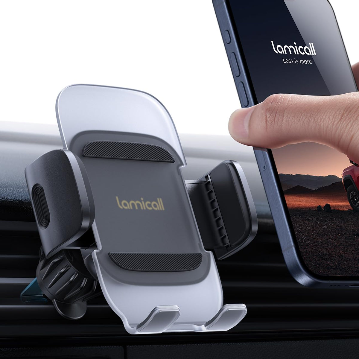 Lamicall Car Phone Holder Vent  Upgraded 2Nd Generation Cell Phone Mount Cradle [Thick Cases Friendly] Hands Free Phone Stand Fo