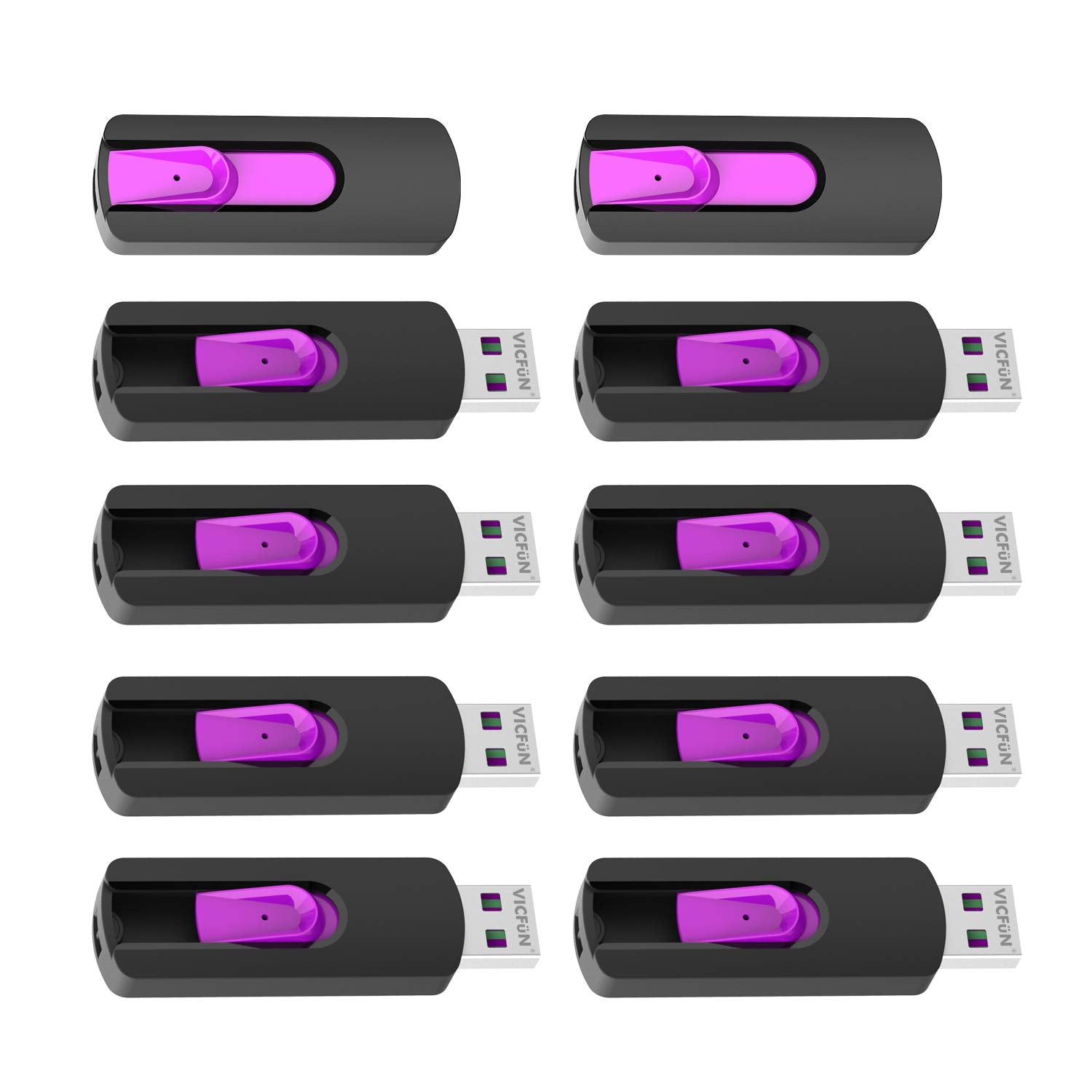 Vicfun 10 Pack 32Gb Usb Flash Drives Usb 2.0 Flash Drive Slide Retractable Usb Memory Stick 32Gb,Pink