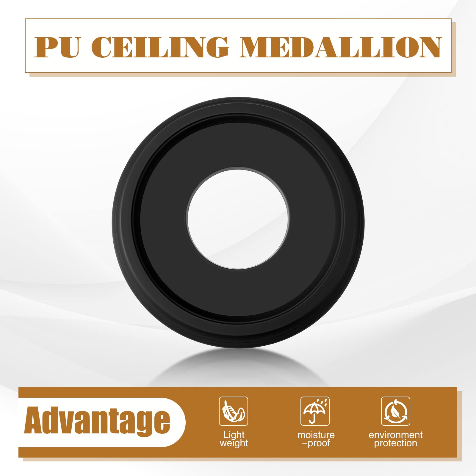 2 Pack Black Ceiling Medallion For Light Fixtures And Ceiling Fans Chandeliers 10 Od X 3.5 Id(Classic)