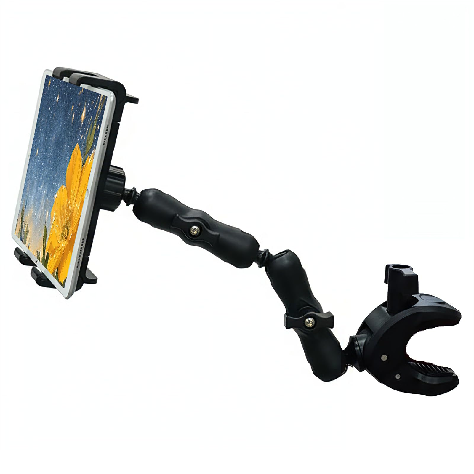 PLDHPRO iPad Holder for Mic Stand, Adjustable 2-Stage Longer Phone Tablet Music Microphone Holder Stands Mount Fits for Devices 
