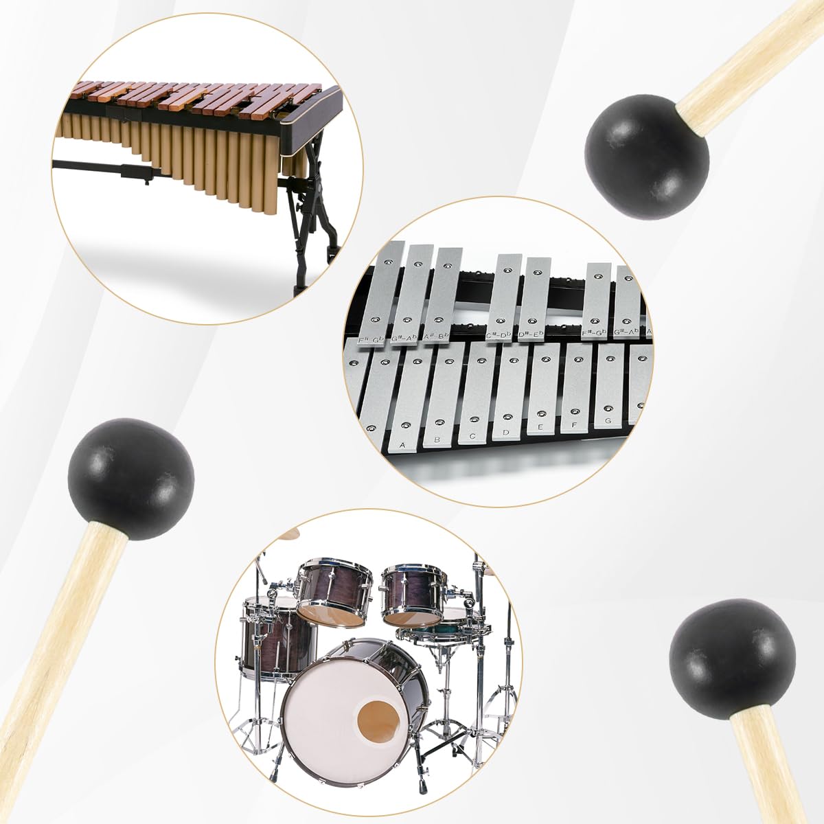 6 Pcs Xylophone Mallets Drum Mallets, With Rubber Head And Handle Percussion Mallets Set Tongue Drum Bell, For Tongue Drum Or Ke