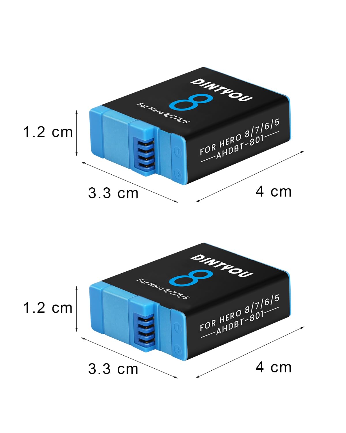 Dintyou 2 Pack Batteries For Gopro Hero 8 7 6 5 Black Battery Accessories, Hero 8 7 Black Go Pro 5 6 7 8 1500Mah