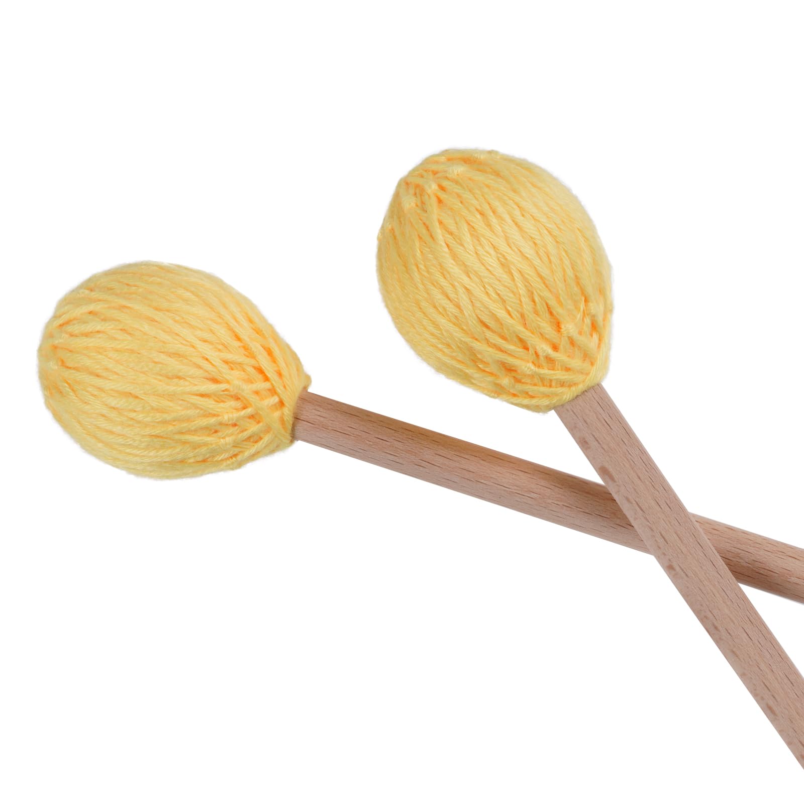 Yolyoo Medium Hard Yarn Head Keyboard Marimba Mallets With Maple Handles,Pack Of 2 Blue (Yellow)