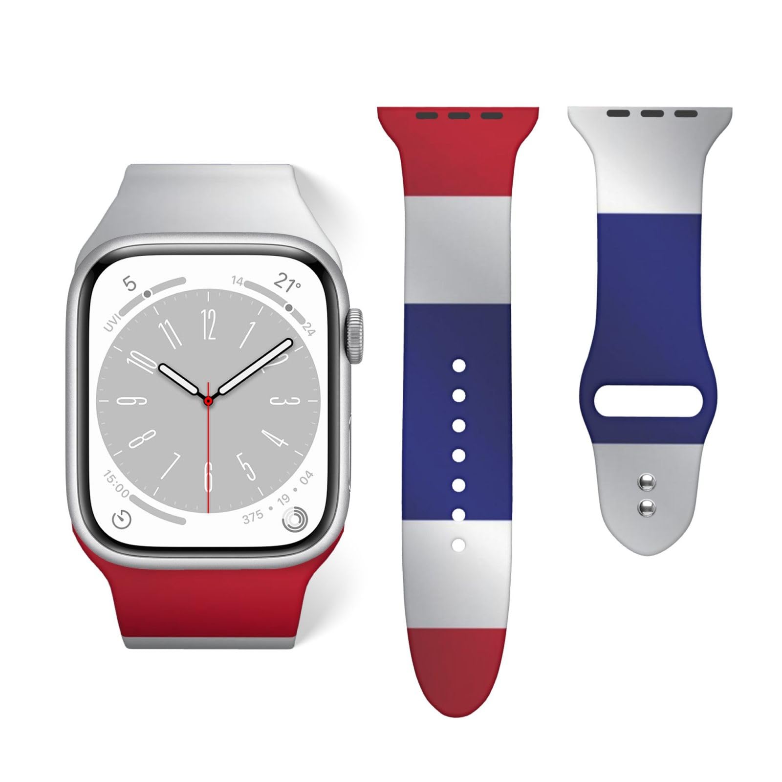 Womens Soft Silicone Replacement Strap Compatible with Apple Watch Band Thailand Flag, Comfortable Watch Bands for Series