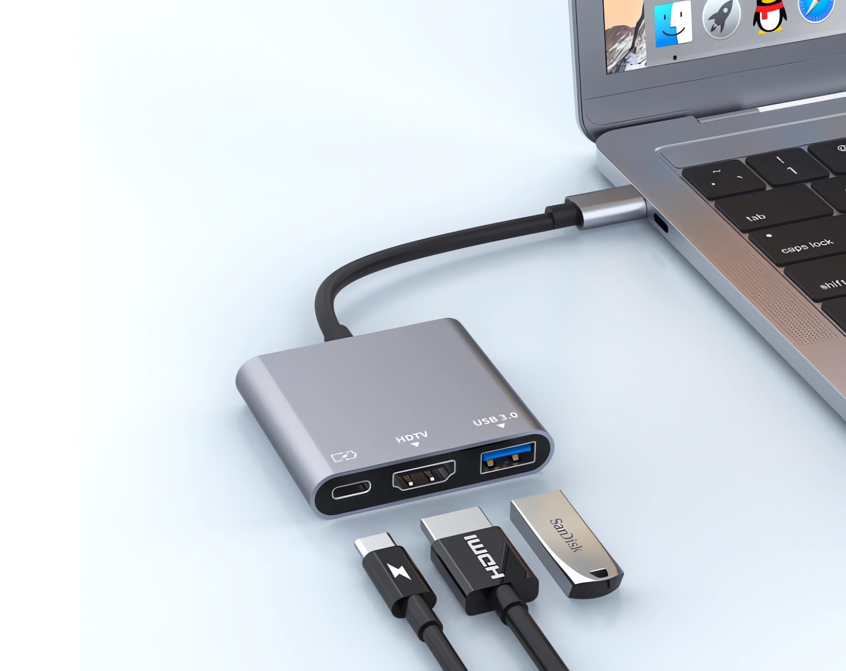 Usb C Hub,Usb C Digital Av Multiport Adapter With 4K Hdmi Output/Usb C Fasting Charging Port&Usb 3.0 Port Compatible For Macbook Pro M1/16 20 Air M1/18 20 Imac,Xps, Laptop (Grey   Usb C3 In 1)