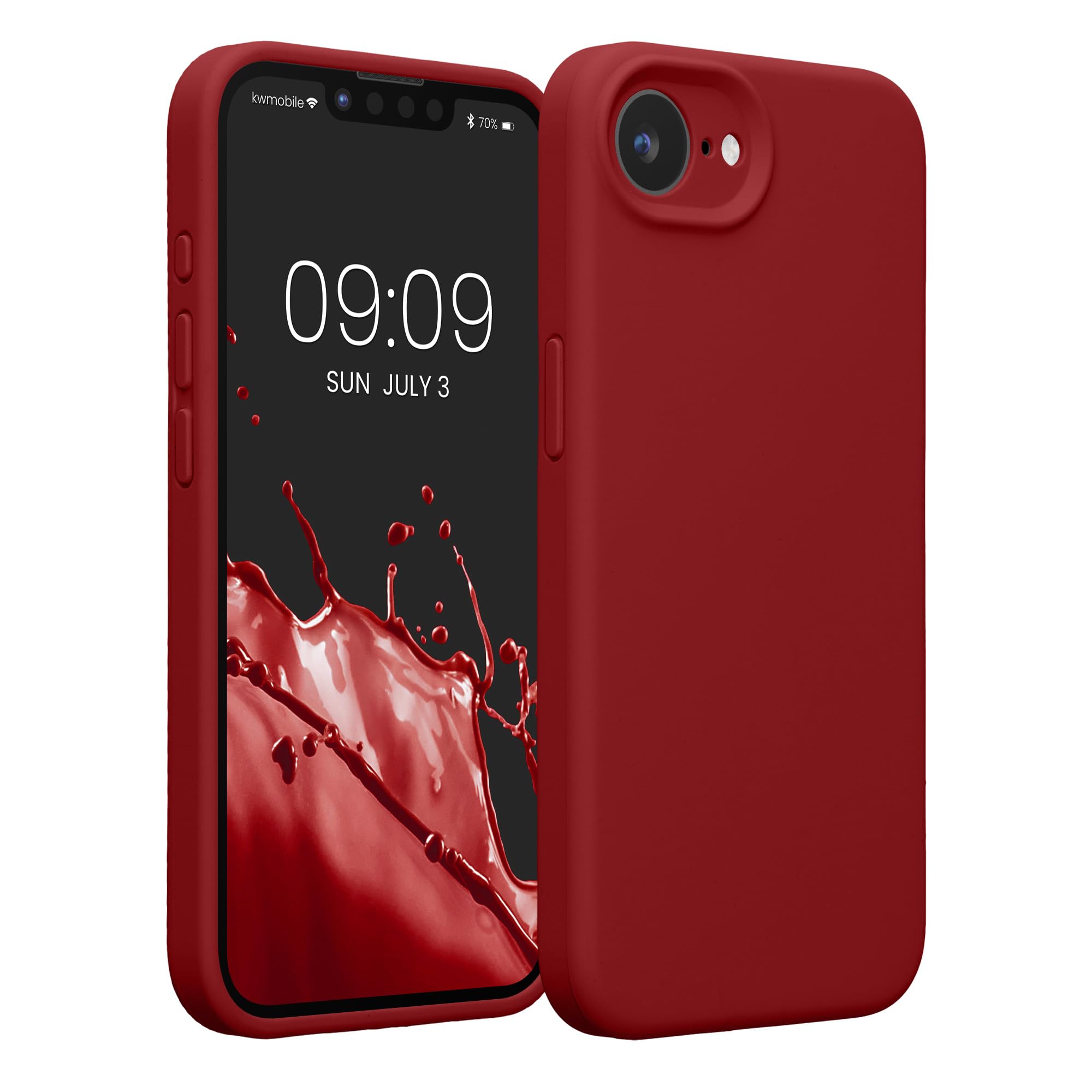 kwmobile Case Compatible with Apple iPhone 17e / iPhone 16e Case - Slim TPU Silicone Phone Cover - Soft Touch Finish - Rhubarb R