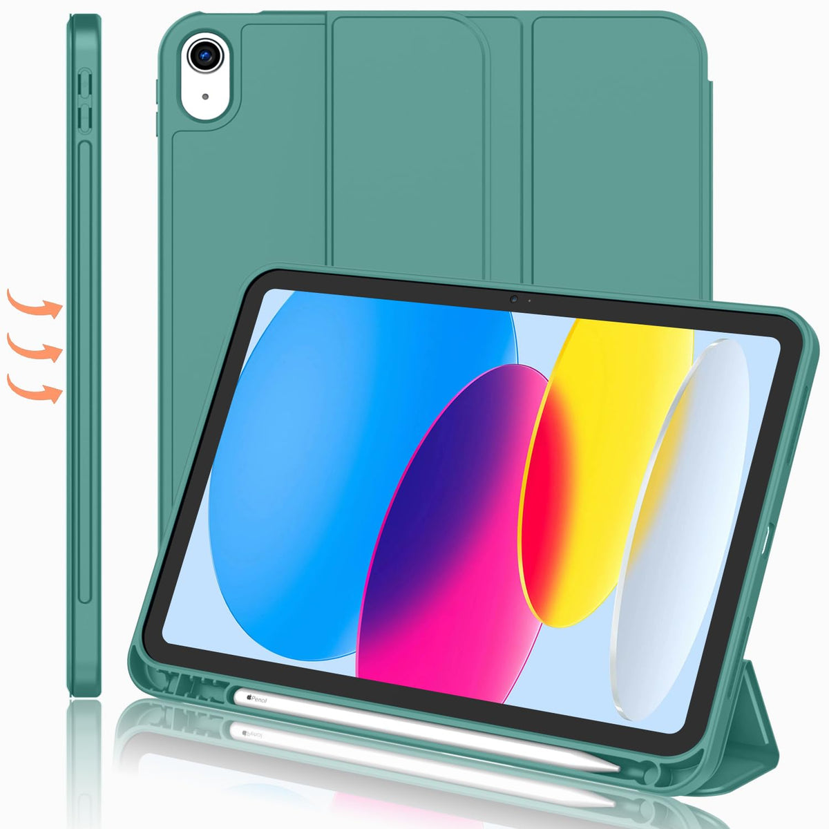 Imieet New Ipad (A16) 11Th Generation Case 11 Inch 2025, Ipad 10Th Generation Case 2022 10.9 Inch With Pencil Holder, Trifold Stand Smart Cover With Soft Tpu Back,Auto Wake/Sleep(Forest Green)