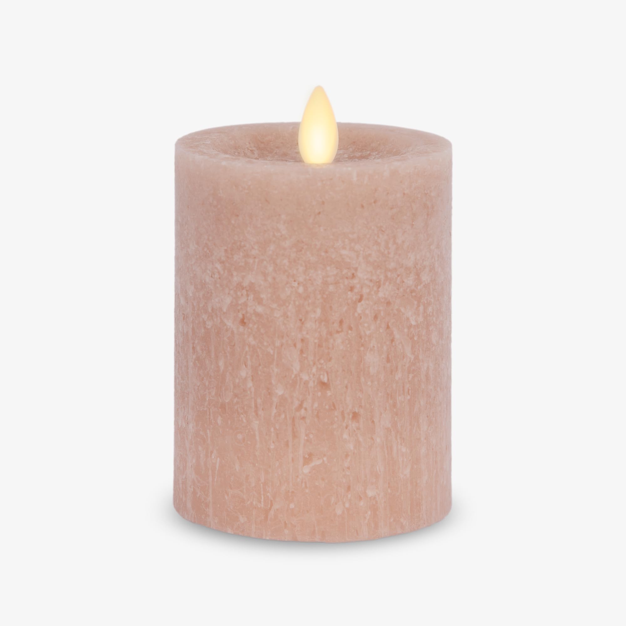 Luminara Sea Glass Flameless Candle, Timeless Taupe 3'' X 4.5'', Moving Led Flame Pillar With Timer, Battery Operated, Real Wax,